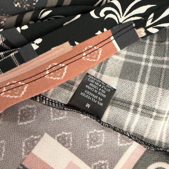 Cure Blouse Women's Medium V-Neck Patchwork 3/4 Sleeve Printed Shirt Top - Picture 10 of 10